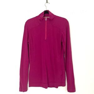 Smartwool Merino Wool Quarter Zip Base Layer Magenta Pink Slim Fit XL